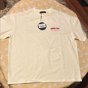 White Fox Cherry Pink & Cream Puffy Logo Graphic Tee Lounge Essentials Era 8